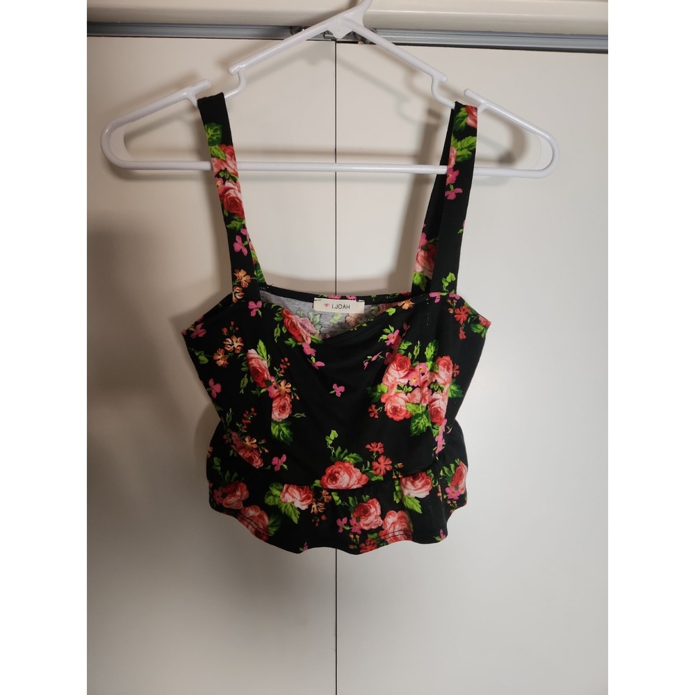 Cropped I Joah Tank Top Women's  Size SMALL Rose Print Y2K